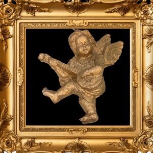 Vintage Angel Ornament Gold Cherub Victorian Cottage Core Old World Hand Crafted